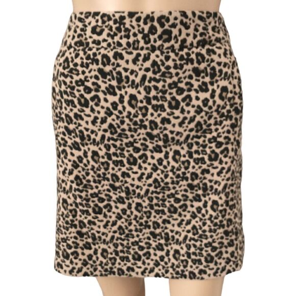 Loft Mini Skirt 0P Pointe Knit A Line Animal Print Pocket Cheetah Stretch Petite - Picture 2 of 16